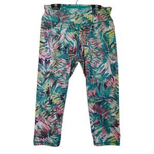 Prana Leggings Tropical Floral Fern Print‎ Workout Yoga Pants Cropped Womens L